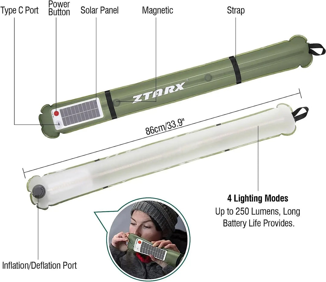 LECTRO ZTARX LIGHT - Solar Energy Recharged Lampa pour le camping et le jardin pour votre commodité