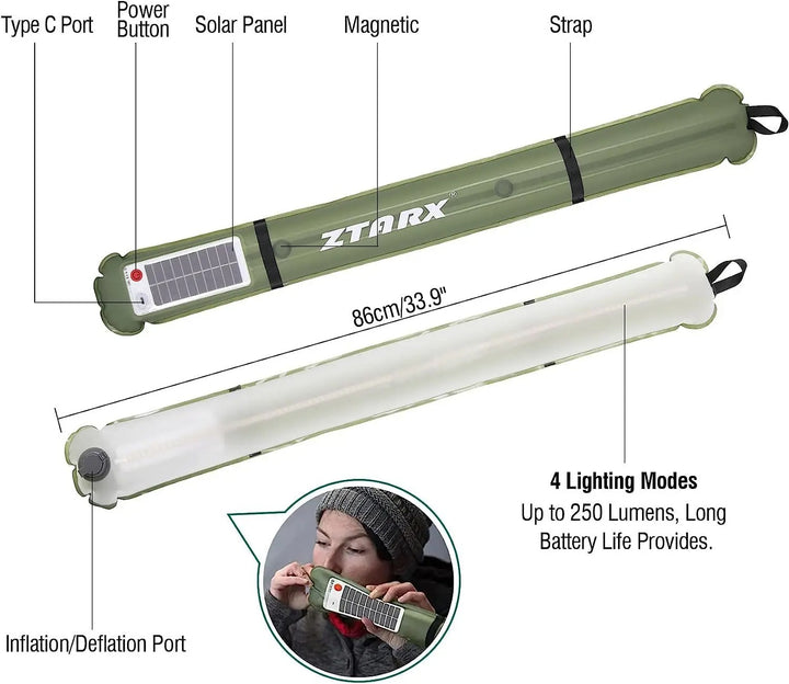 LECTRO ZTARX LIGHT - Solar Energy Recharged Lampa pour le camping et le jardin pour votre commodité