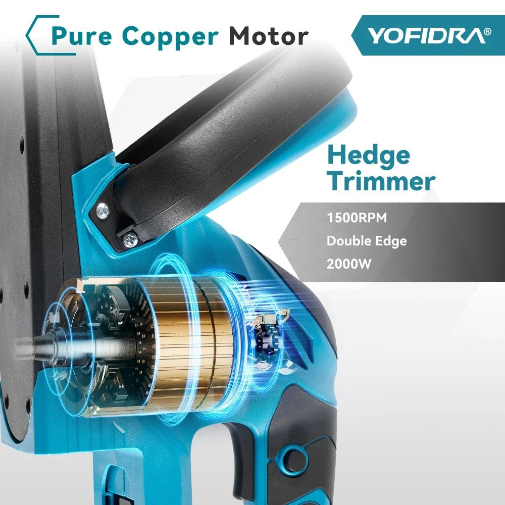 YOFIDRA 22INCH 2000W POWER PROCER HEdgehogs - Facilité de jardin sans fil, puissante et fiable avec batterie Makita 18V